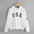 Women's Hoodie USA Flag Printed Sweatshirt Long Sleeve Pullover Tops - menochic